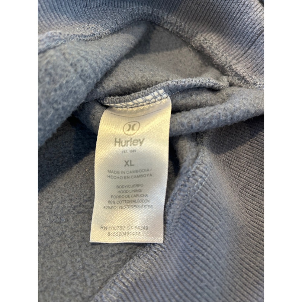 Hurley Mens XL Sunset Logo Pullover Hoodie Blue Gray Fleece Sweatshirt RN100759 - Picture 6 of 7